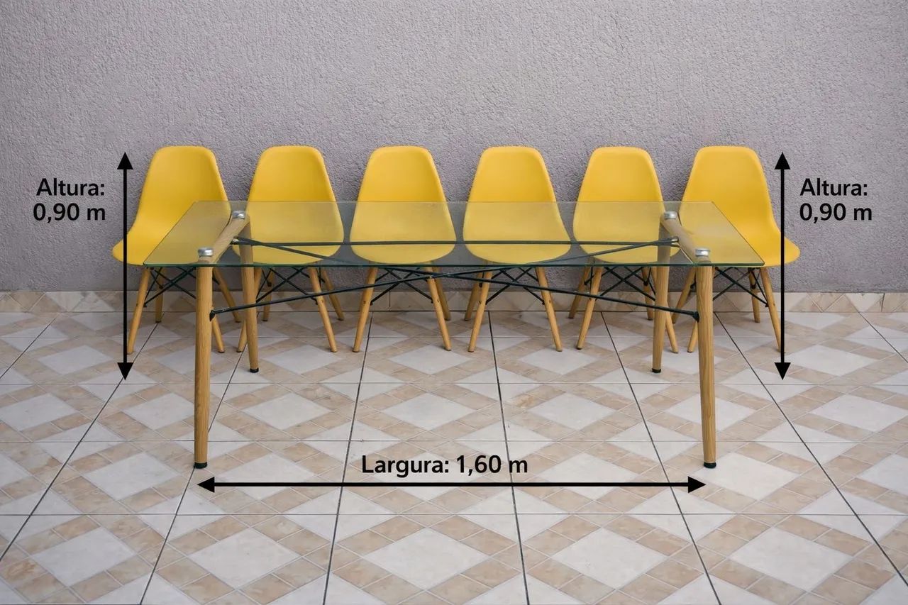Mesa de vidro com seis cadeiras  - Foto 3