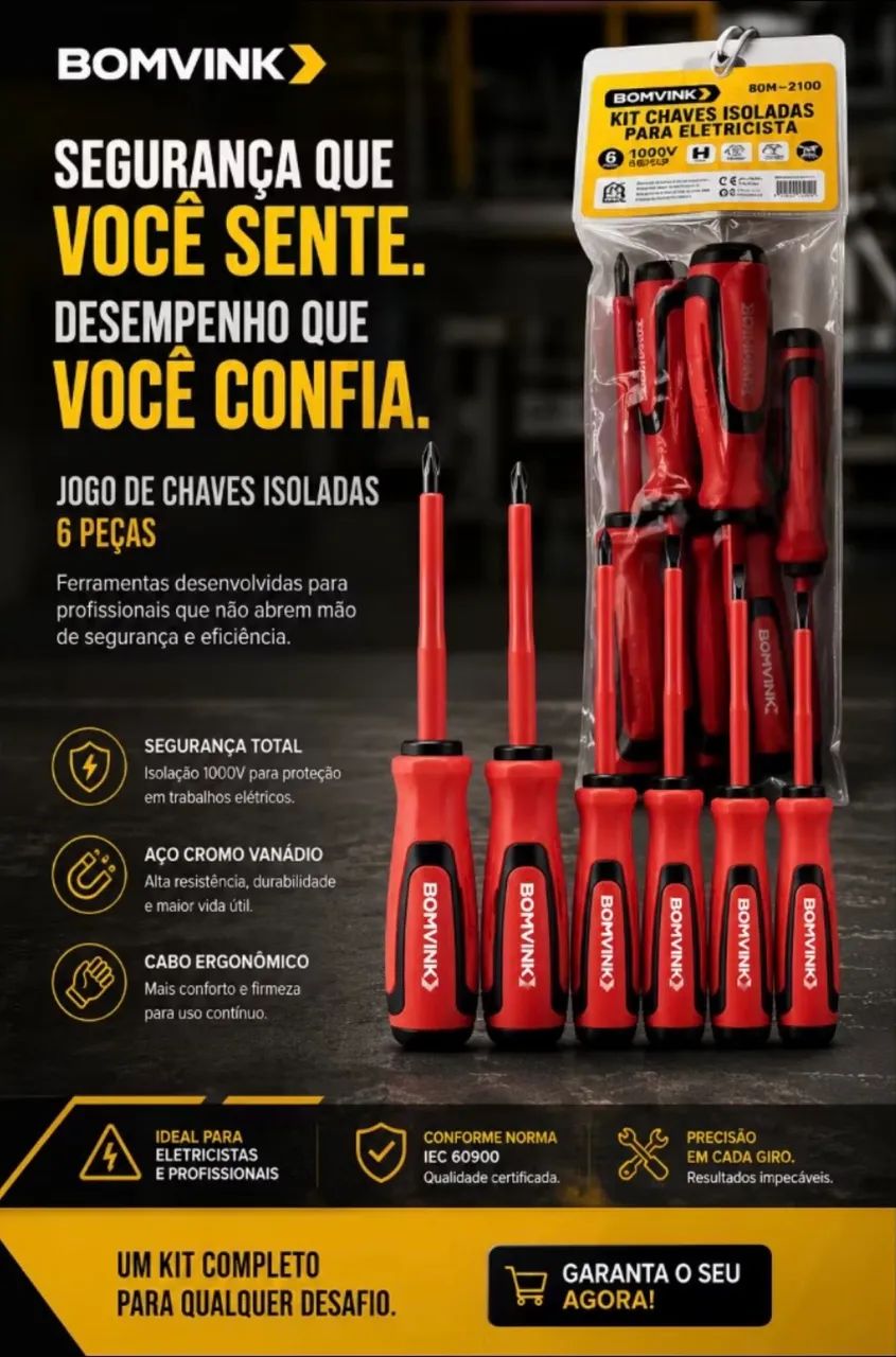 Kit Chaves  Isoladas com Cabo Emborrachado Eletricista