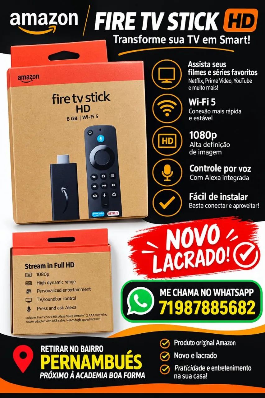 Amazon fire stick HD - Novo Lacrado