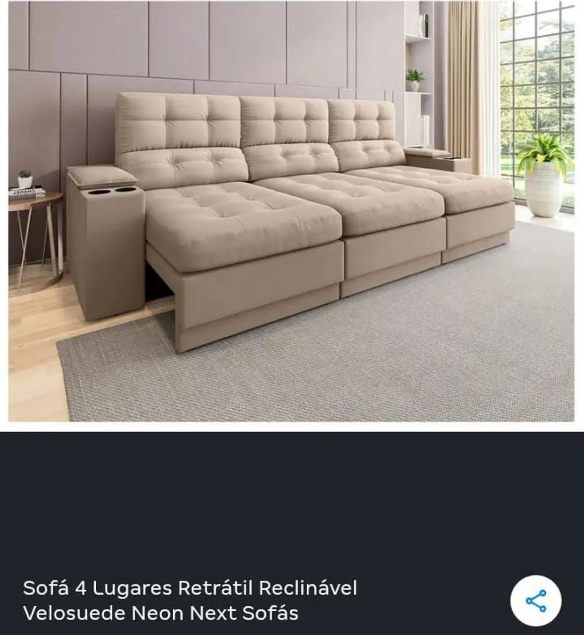 Sofá retrátil inclinável já impermeabilizado 4 lugares 