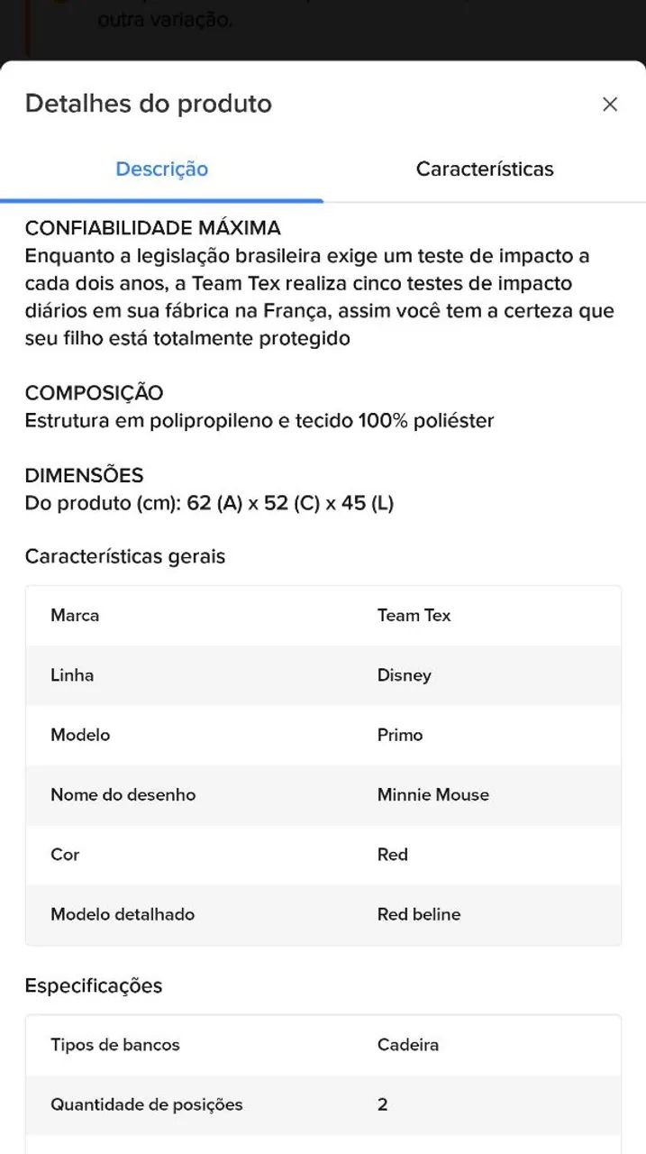 Cadeirinha para automóveis da Minnie 