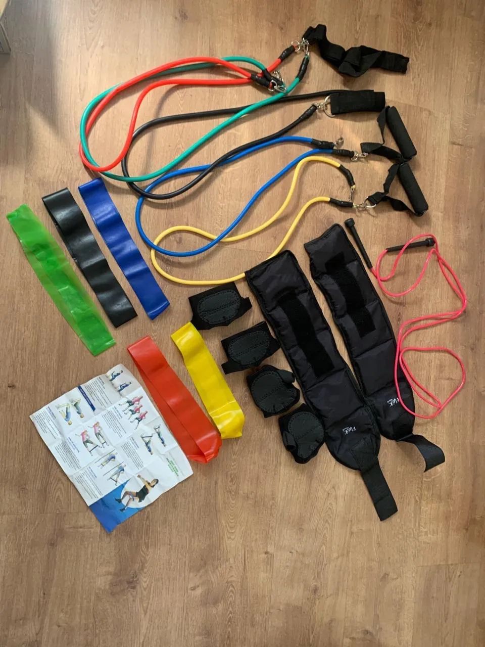 Kit de elástico para exercício e 1 par de peso de 1kg cada