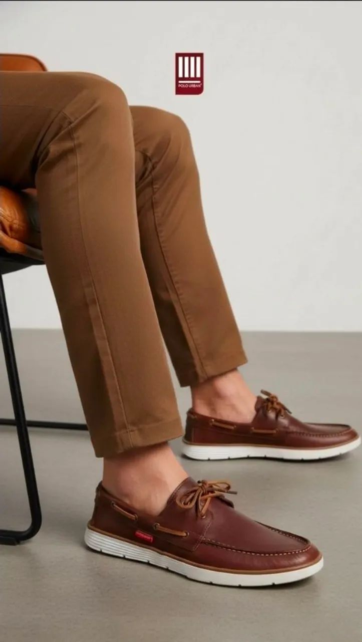 Sapatênis Masculino Couro legítimo Marrom  - Foto 5