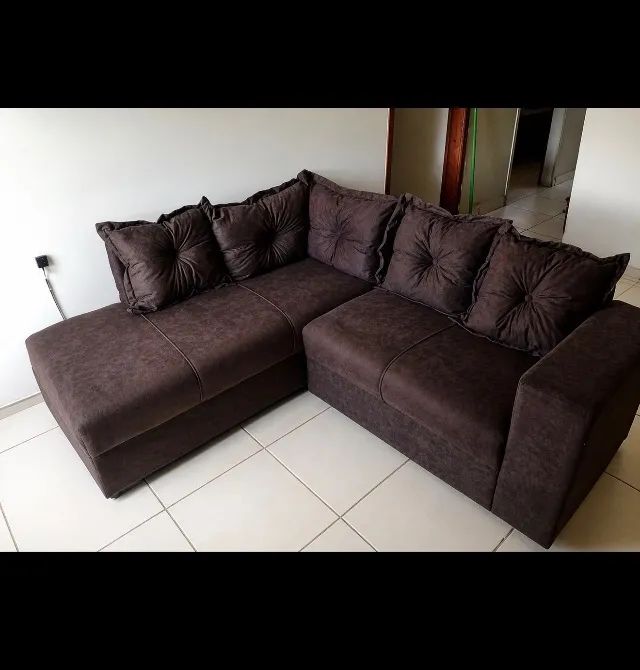 Sofá Simples Marrom Novo439340433534494720