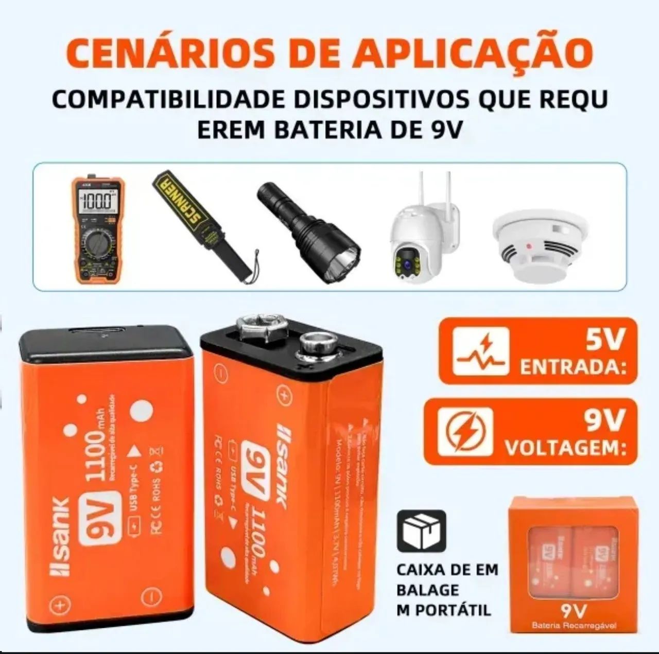 Bateria 9v recarregável  - Foto 2