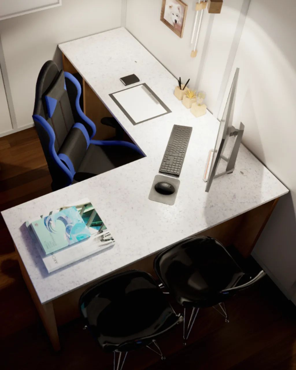 Mesa em L  (MDF 4cm QuartzoImportado) escritório  - Foto 4