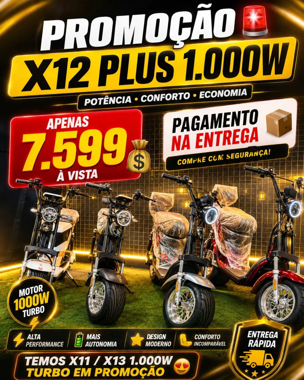 Bicicleta Elétrica x12 Plus 1.000wts 