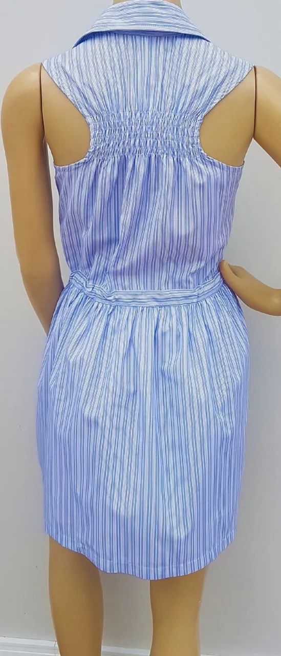 Vestido Listra Azul 100%Algodão - Foto 4