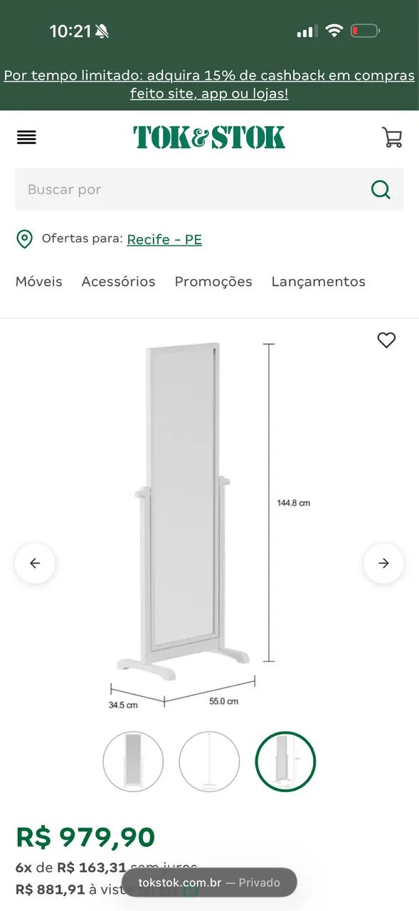 Espelho spin branco Tok&Stok  - Foto 2