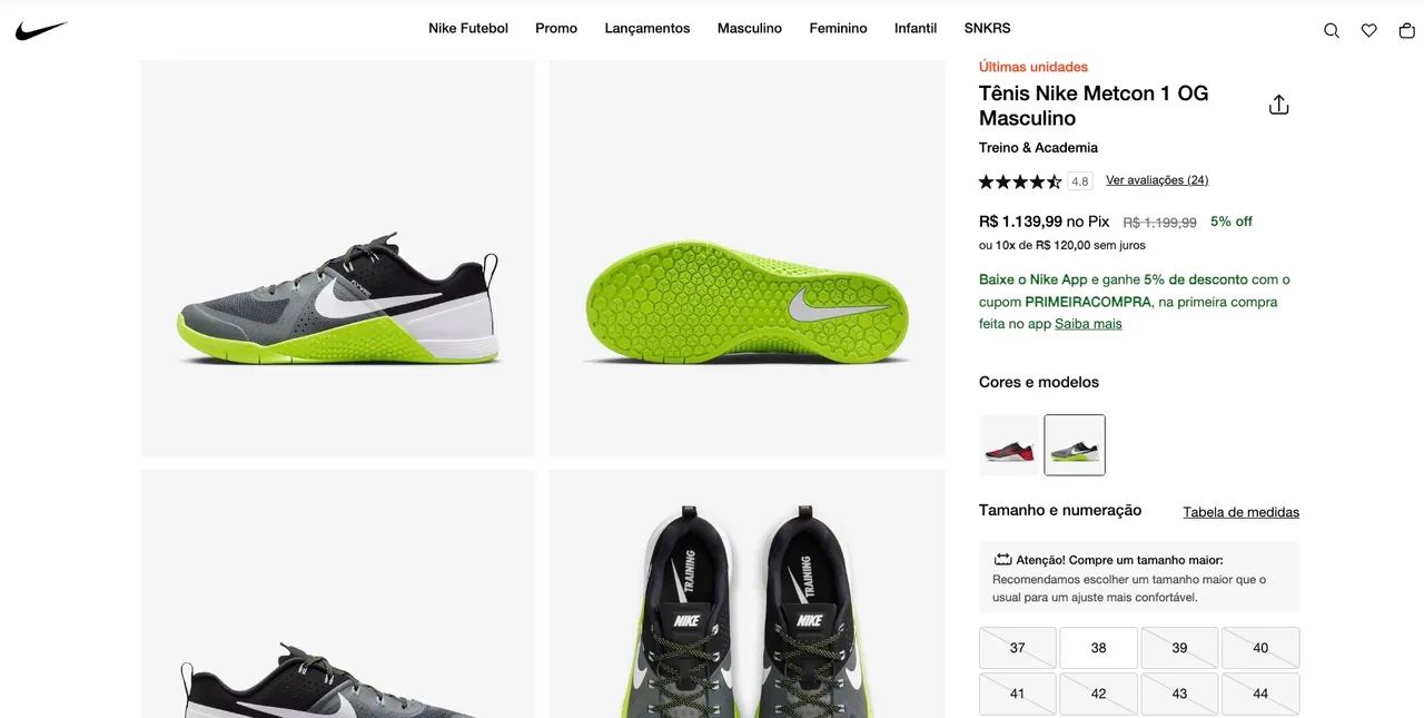 Nike Metcon 1 OG Masculino - Edição limitada - Calçados