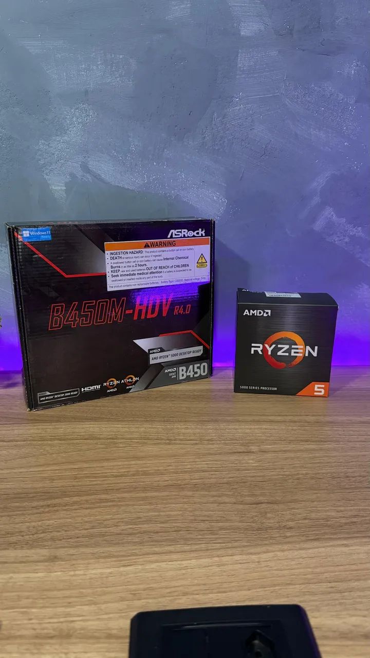 Kit Ryzen 5 5500 + Placa-mãe B450 ASRock