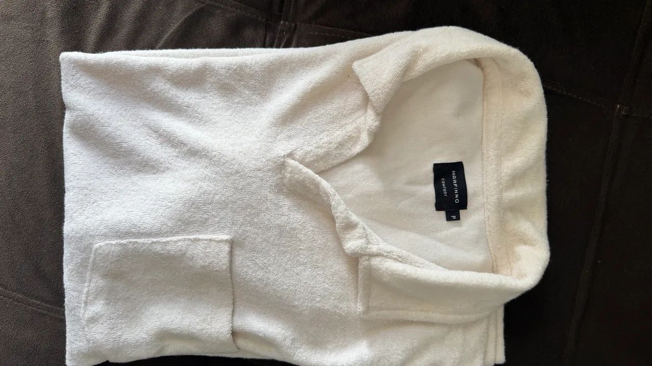 Camisa polo off white - tecido pelúcia  - Foto 3