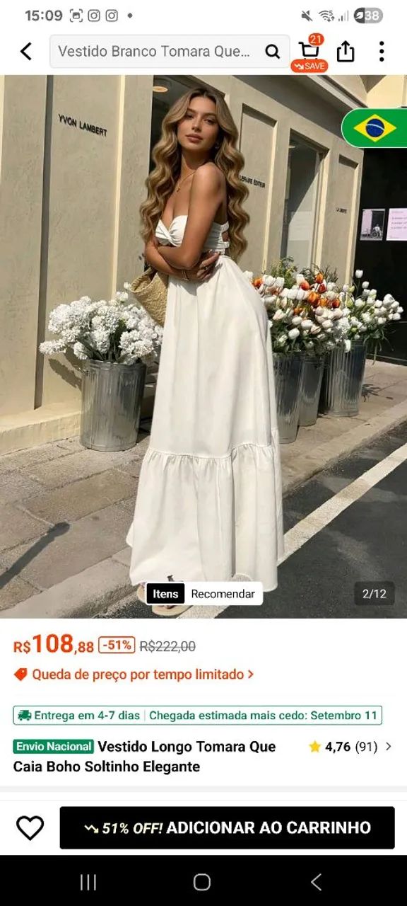 Vestido Longo Tomara Que Caia Boho Soltinho Elegante - Foto 2