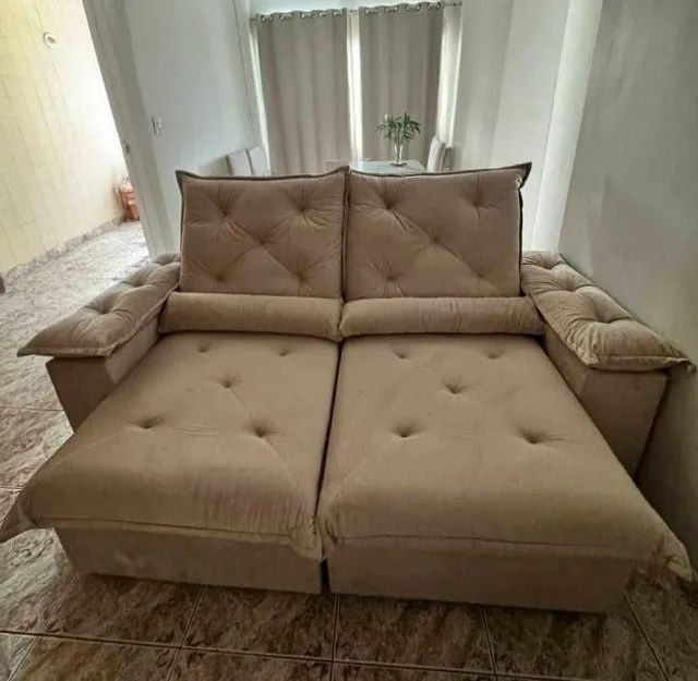 SOFÁ 2 METROS RETRÁTIL E RECINÁVEL MOLAS E ESPUMA D28 EM PROMOÇÃO - Foto 4