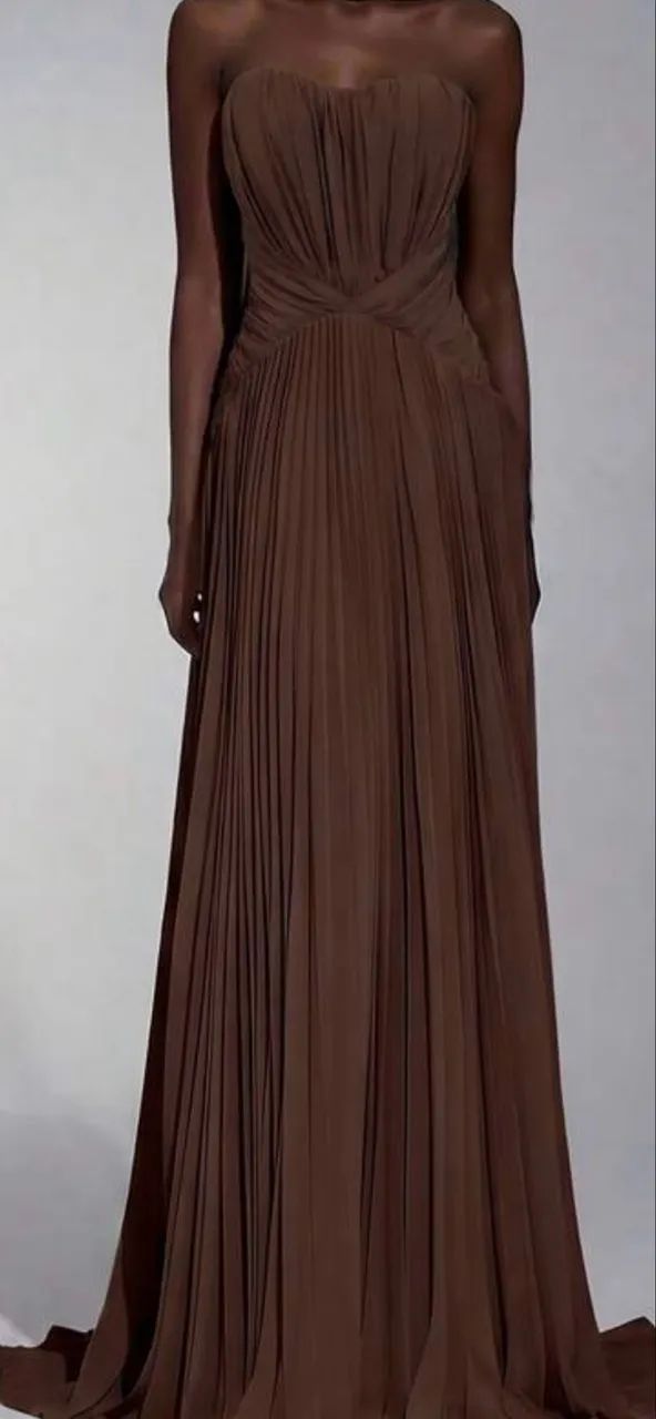 VESTIDO DE FESTA MARROM - Foto 2