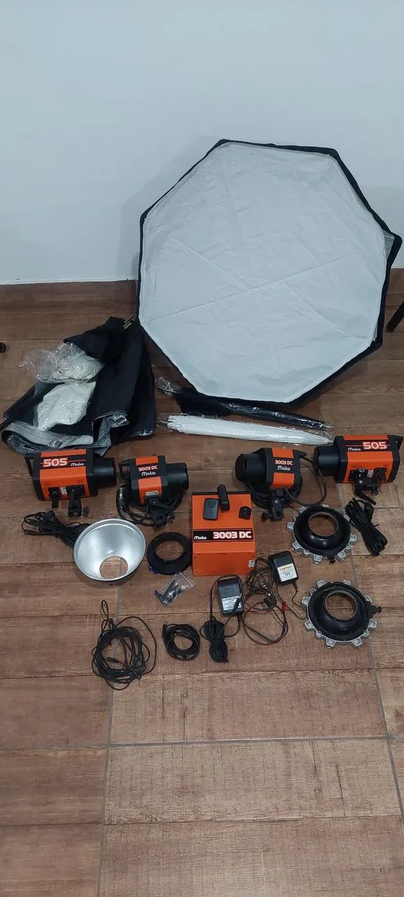 Lote flashes mako estúdio fotográfico completo 