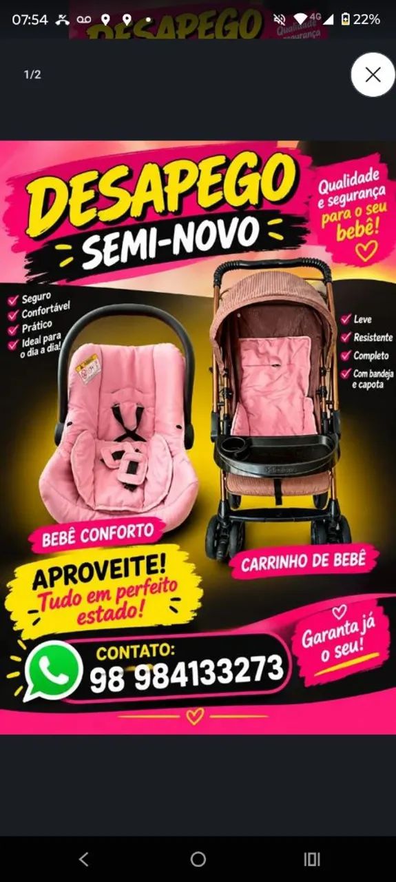 Carrinho de bebê e bebe conforto 