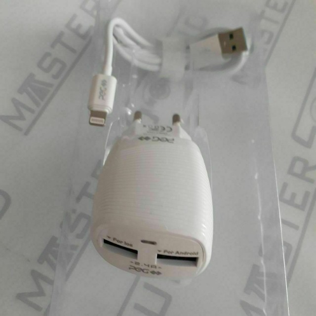 Kit carregador rápido de parede. Com duas entradas usb. Cabo com entrada lightning. Novo.  - Foto 2