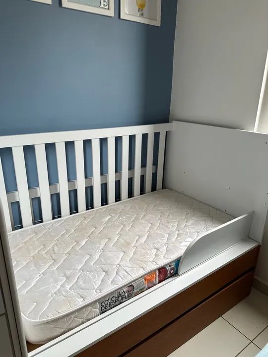 Berço multifuncional + cama auxiliar + colchão  - Foto 5