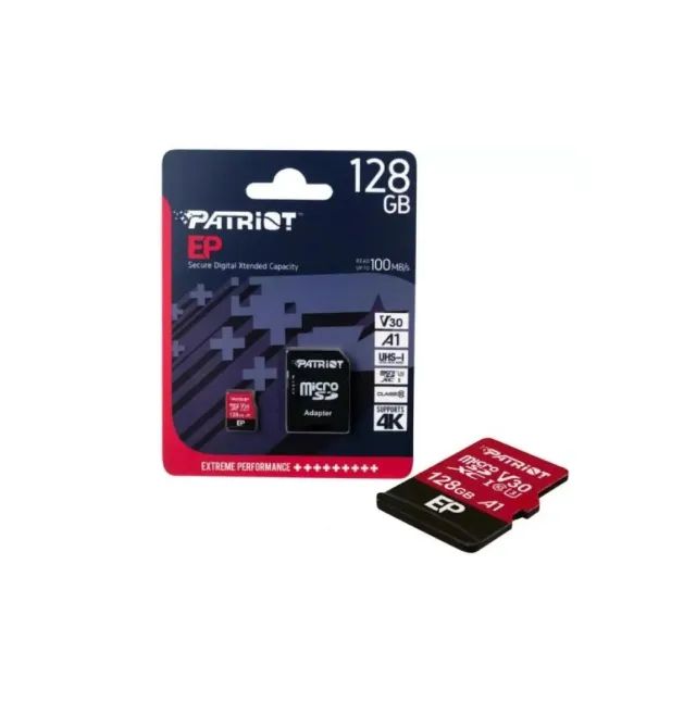 CARTÃO DE MEMORIA 128 GB MICRO SD COM ADAPTADOR V30 4K 100MBPS CLASSE 10 PATRIOT