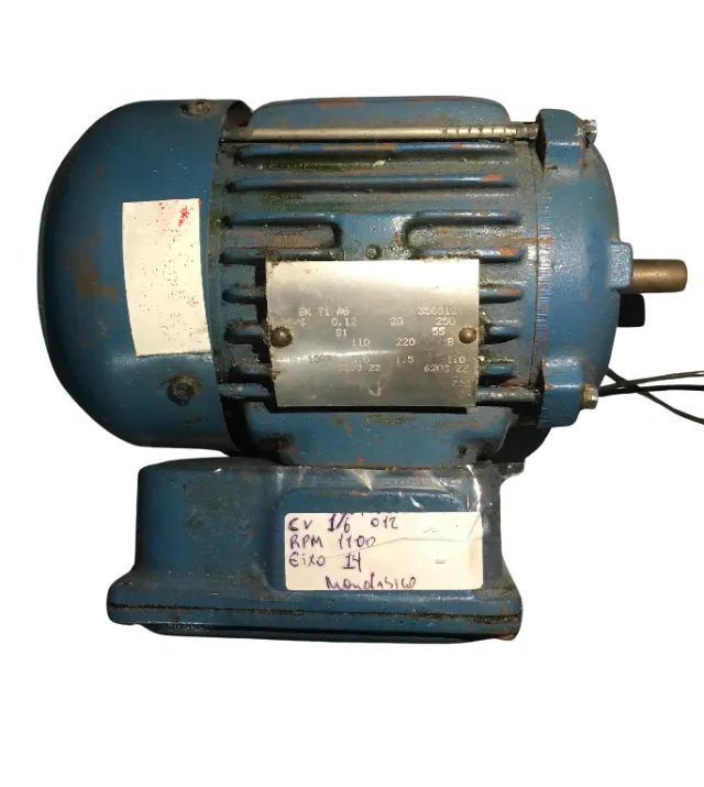 Motor elétrico VOGES - Monofásico 1/6 CV - RPM 1100 Eixo 14
