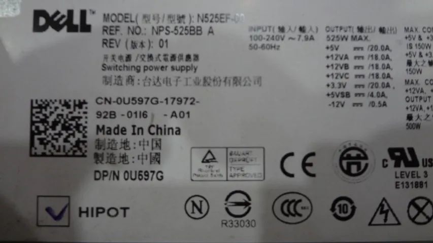 Fonte ATX Dell Server N525EF-00 525W 80 Plus Silver - Foto 3