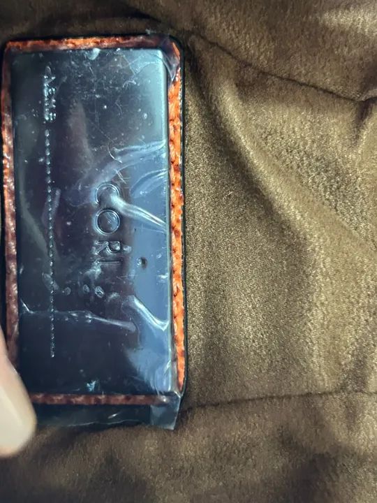 Mini bolsa de mão, da Cori, em tons laranja e Marrom. - Foto 3