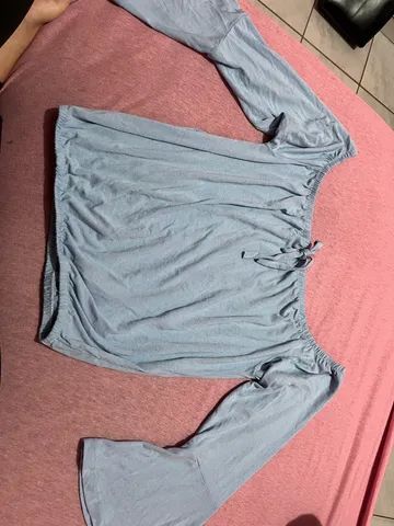 Blusa ciganinha azul bebê P