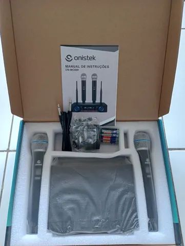 Microfone Sem Fio Profissional MC809 OnisTek - Duplo Canal UHF com Visor Digital - Foto 5