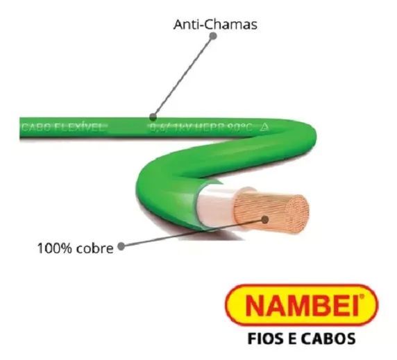 Cabo Fio Elétrico Flexível Rolo 100m 2,5mm² 450/750v Antichamas Nambei - Foto 3