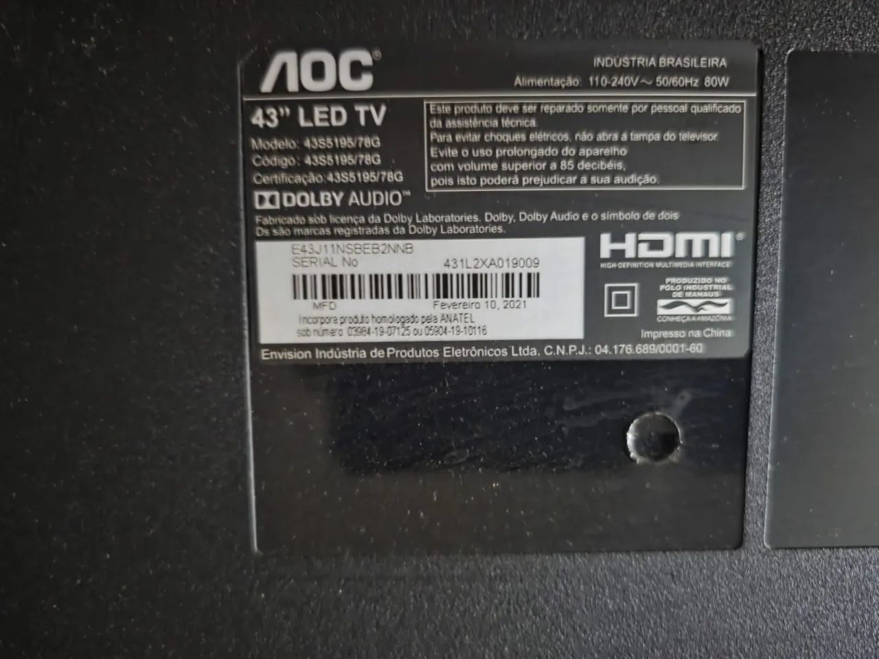 Vendo tv 43 Aoc com defeito  - Foto 2