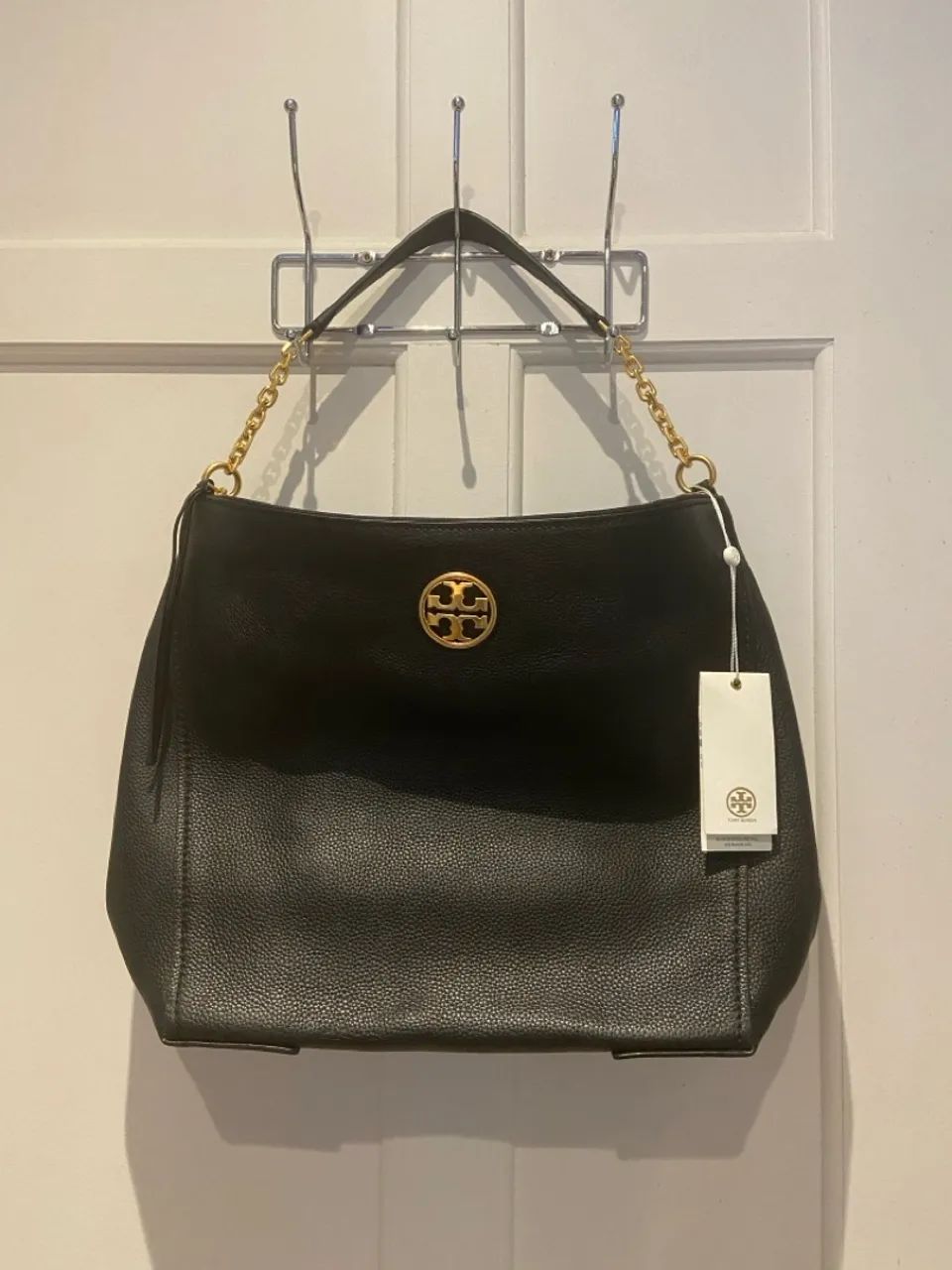 Bolsa Tory Burch Preta Couro com etiqueta Nova 