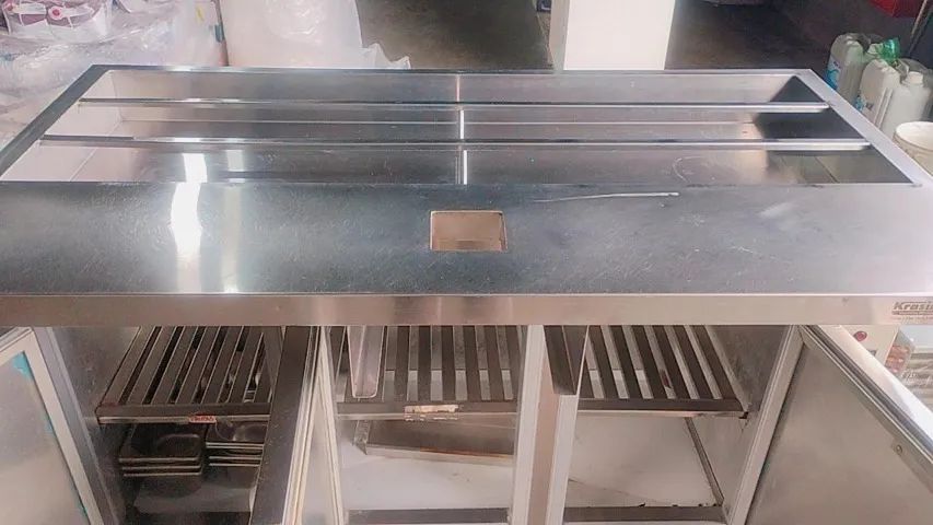 Condimentadora 1,48x0,50+ Prateleira 20cm + Gaveta para lixo (motor acoplado 220v)Krasinox - Foto 5