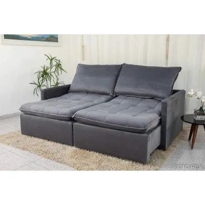 Sofá Retrátil Reclinável Sem Caixa 2,15m Pillow Top e Molas Bonnel rf54 - Foto 2