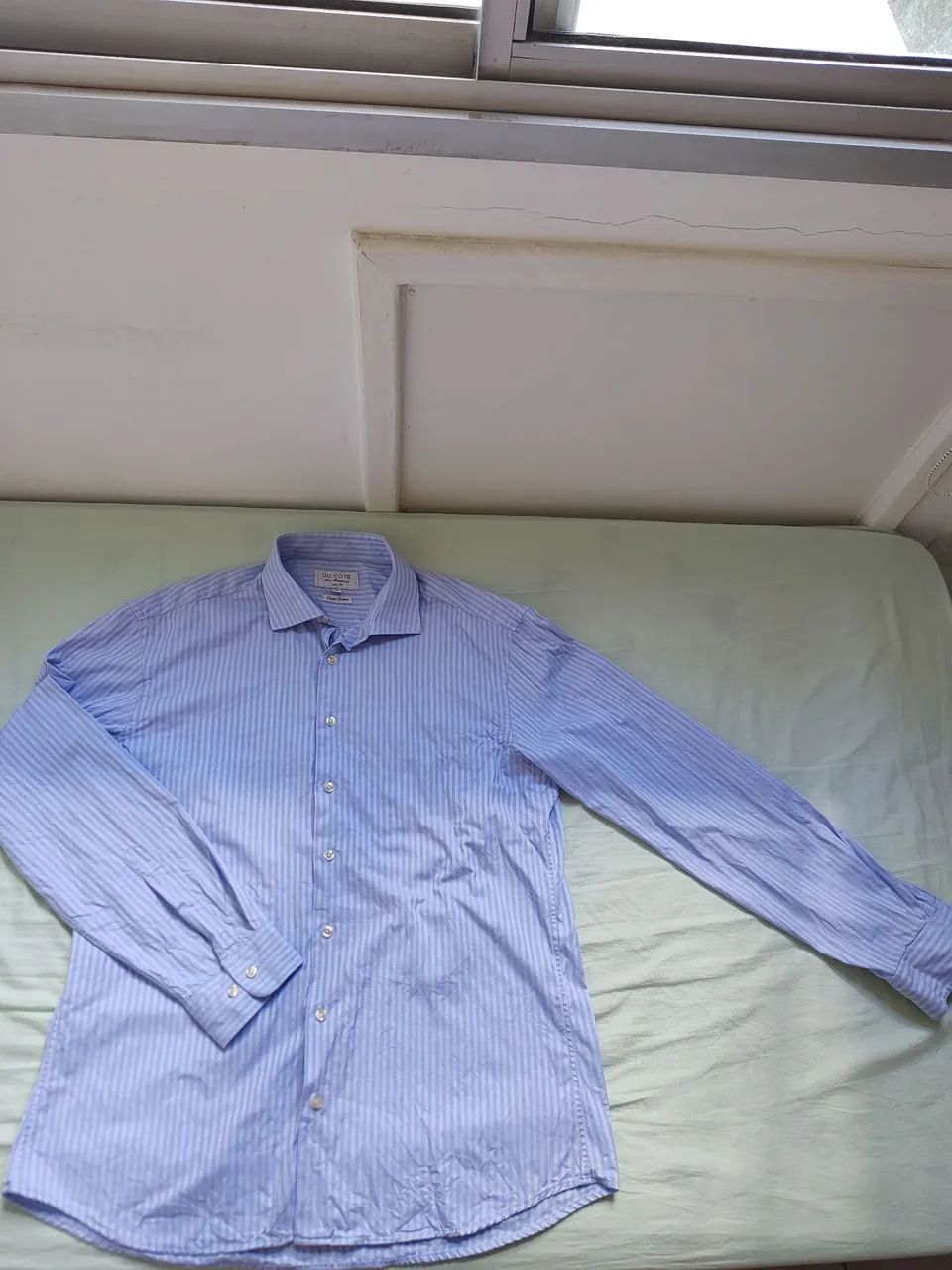 Camisa Social Du Côté Linha Premium Algodão Egípcio Listrada Azul Clara - Foto 3