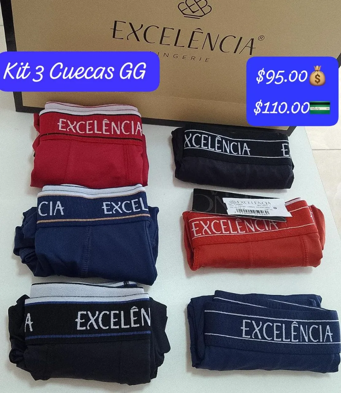 Kit 3 Cuecas GG Excelência