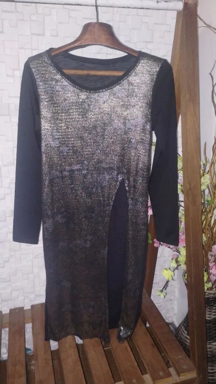 Vestido Preto com Brilho - Mini Vest. M  - Foto 2