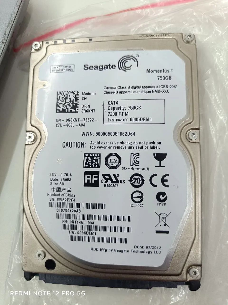 HD notebook 750 GB Seagate 7200 rpm