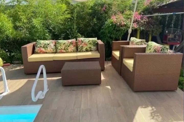 Conjunto de Sofá e Poltronas em Vime Sintético - Novo - Foto 4