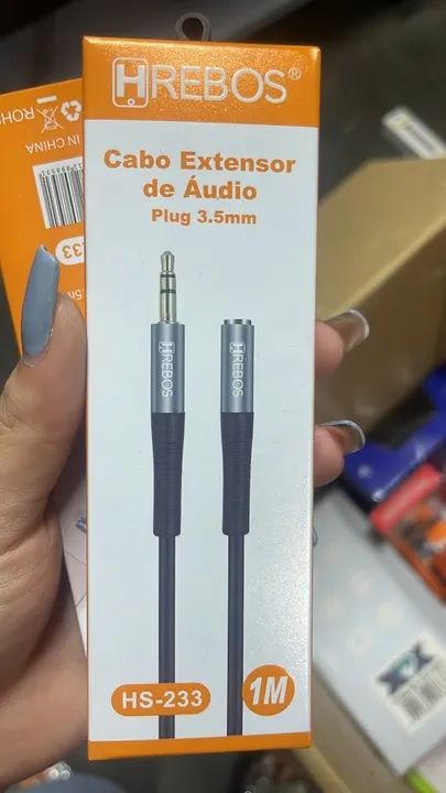 Cabo Extensor De Áudio Plug 3.5 Mm Hrebos Hs-233 1 Metro - Foto 2