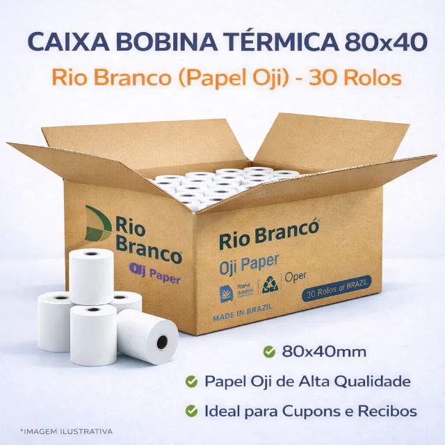 Bobina Térmica para Cupom Fiscal 80mmx40m 30 Unidades - Branca