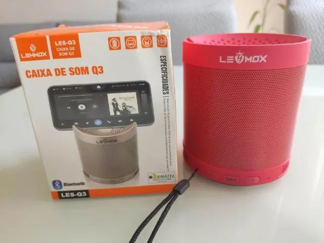 (Nova) Caixa de Som Lehmox Q3 Bluetooth Vermelha