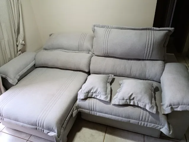 Sofá Retrátil Reclinável 2,50m Nivus Cinza Molas Ensacadas - King House