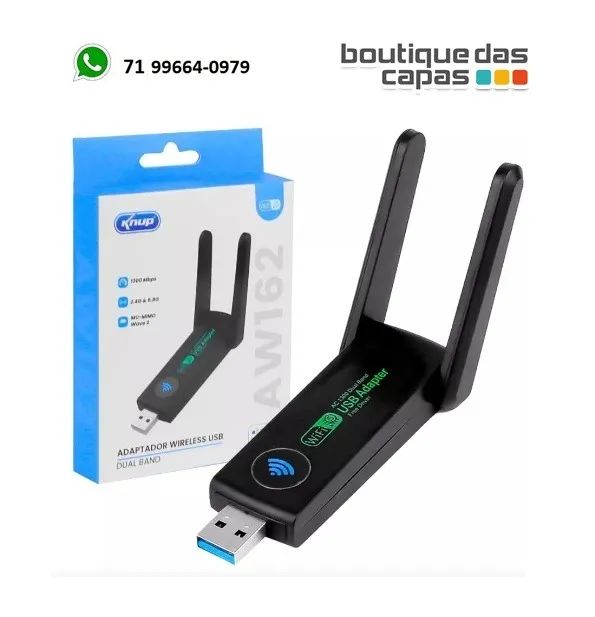Adaptador Wireless Wifi Dual Band 2 5g alta velocidade 1300mbps Usb 3.0 KP-AW162 2 antenas