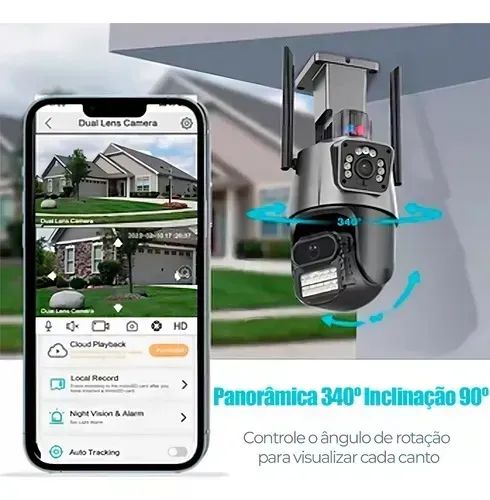Camera Segurança Externa Lente Dupla 4k 6mp com sirene policial - Foto 2