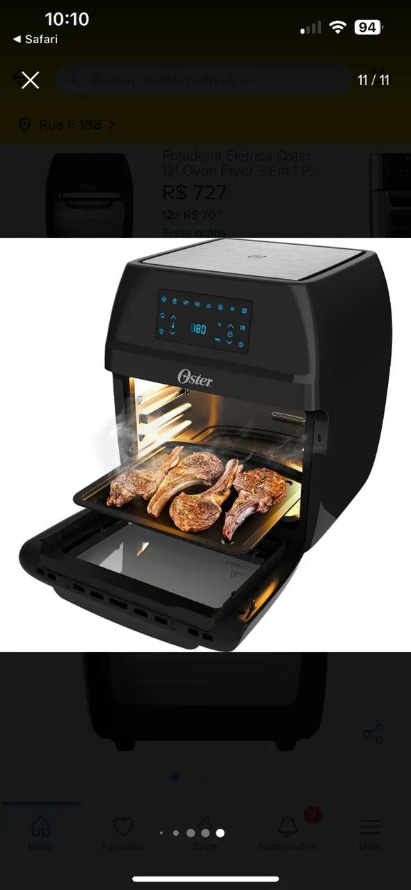 Fritadeira  Oster  Fryer Digital 12 l   1800w  Preta 110v 