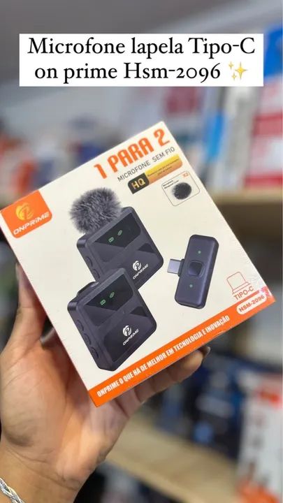 Microfone Lapela Tipo-C Onprime HSM-2096 - Sem Fio - Novo