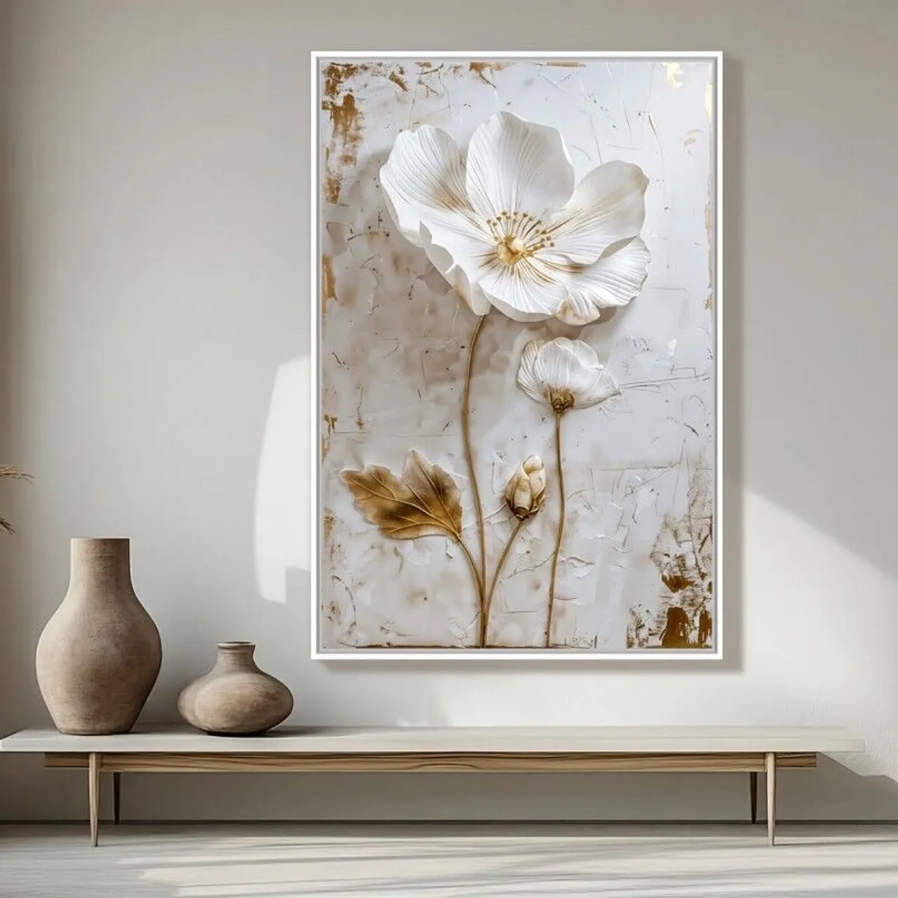 Quadro Decorativo Floral em Relevo - Elegância para seu Lar