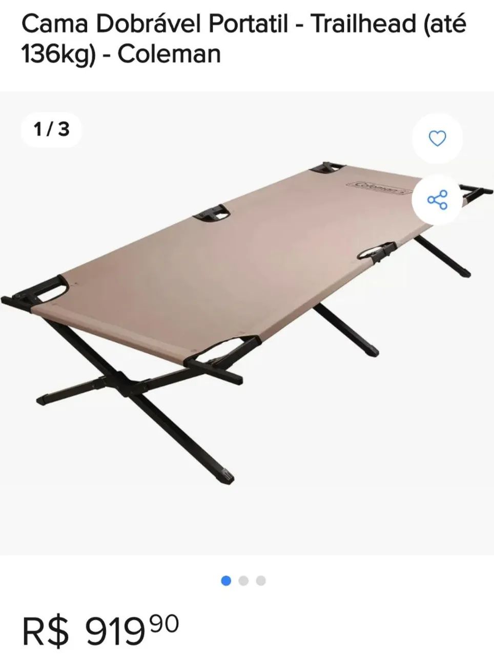 Cama dobrável Coleman 