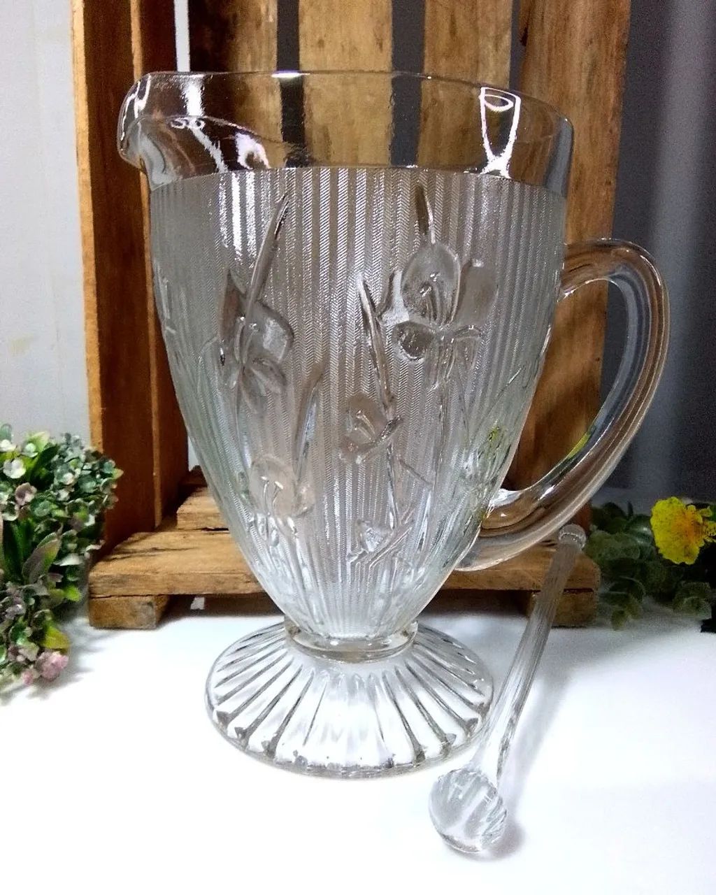 Anos 50 : Jarra de Vidro com motivos florais + Bailarina - Foto 2